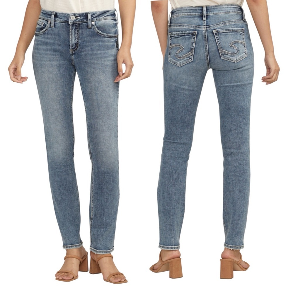 Silver Jeans Elyse Straight Leg Jeans Size 16 L30 Mid Rise